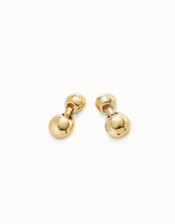 Pendientes bañados en oro 18k con bola con 2 bolas