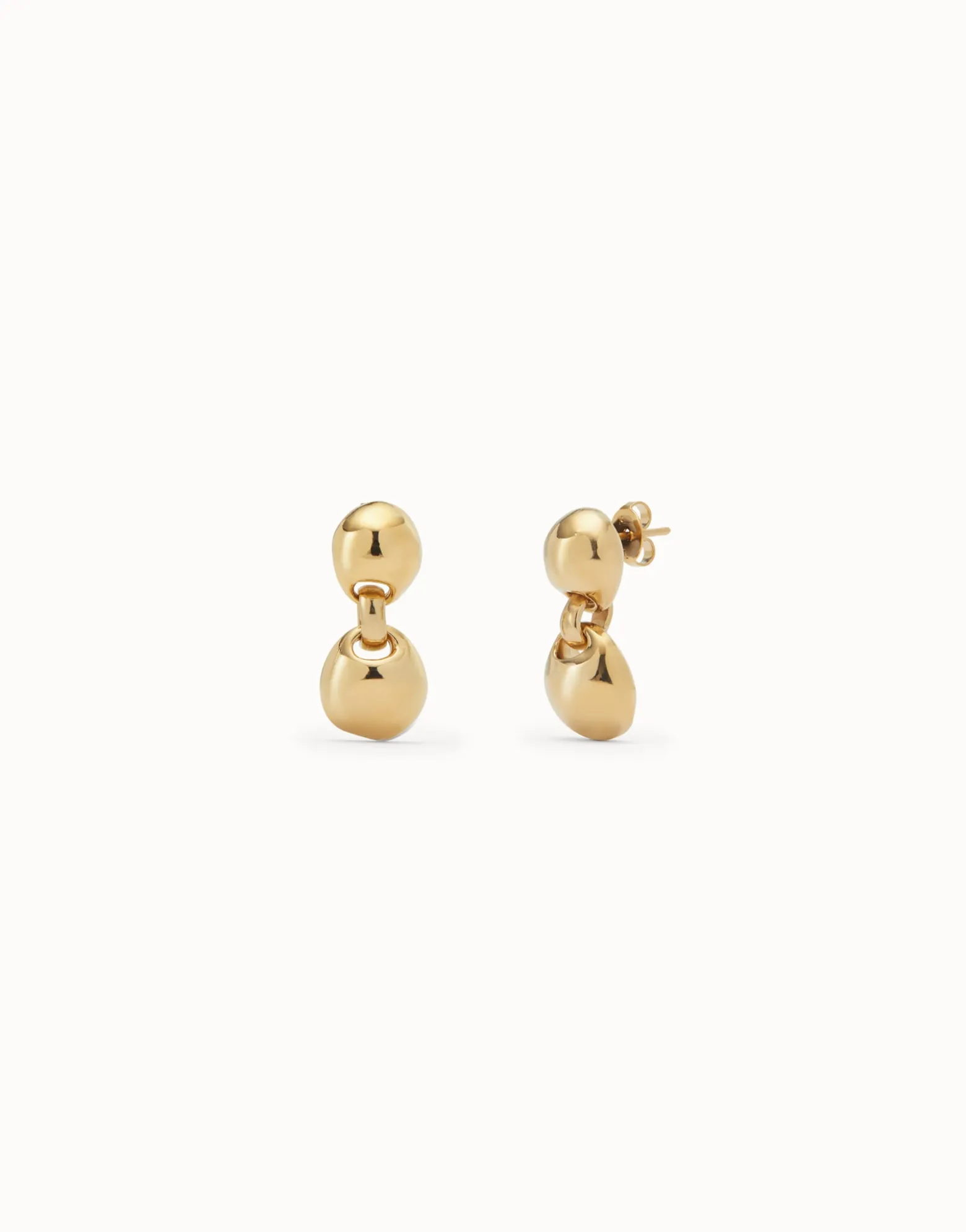 Pendientes bañados en oro 18k con bola con 2 bolas