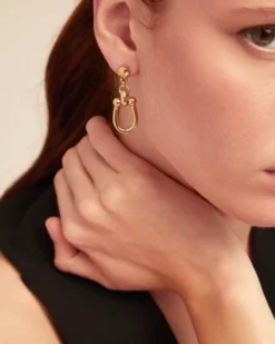 Pendientes bañados en oro 18k con 1 eslabón mediano