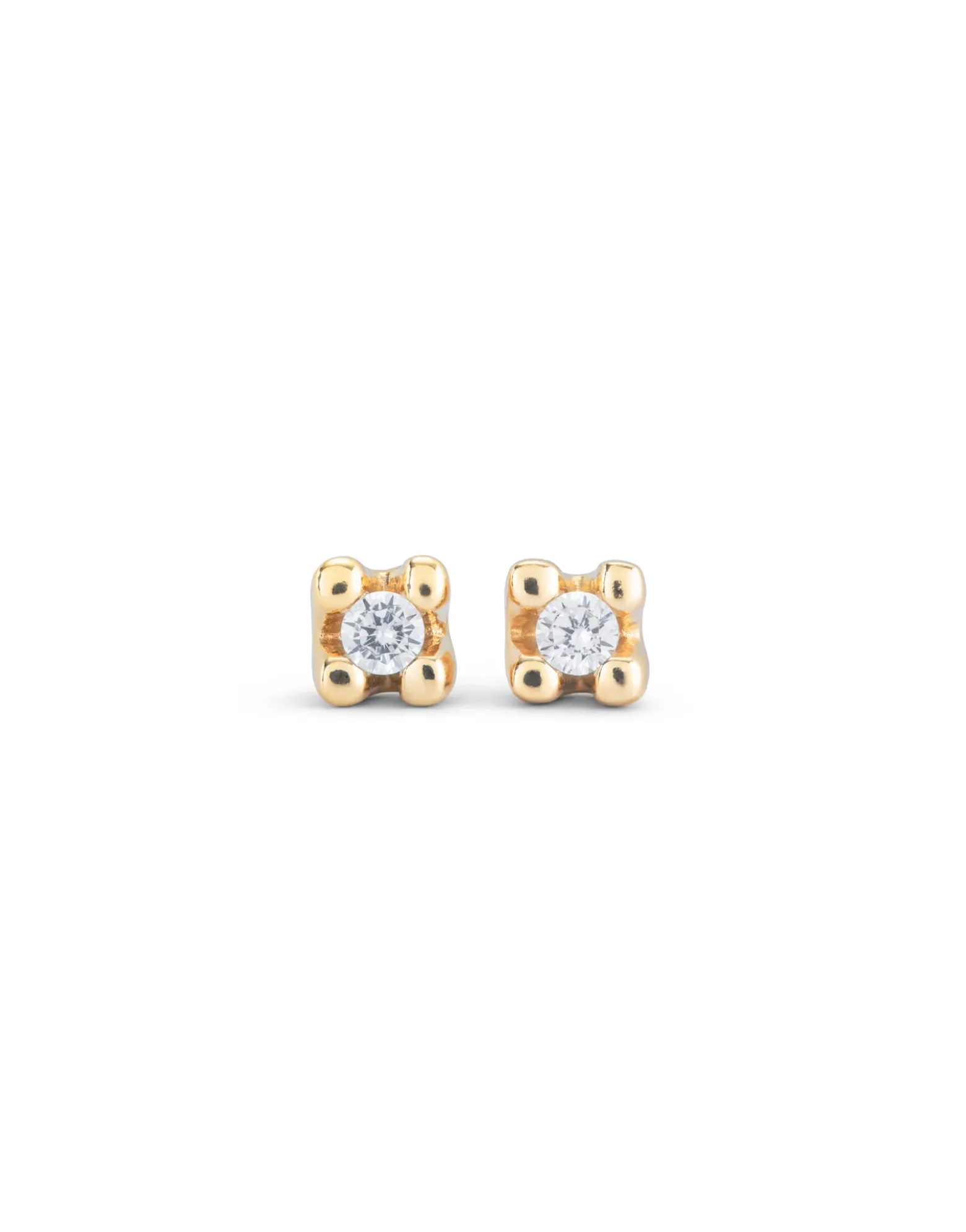 Pendientes bañados en plata de ley oro 18k con circonita blanca