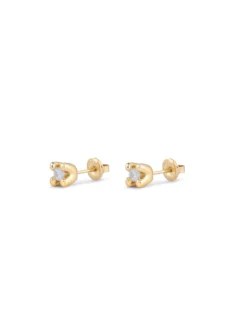 Pendientes bañados en plata de ley oro 18k con circonita blanca