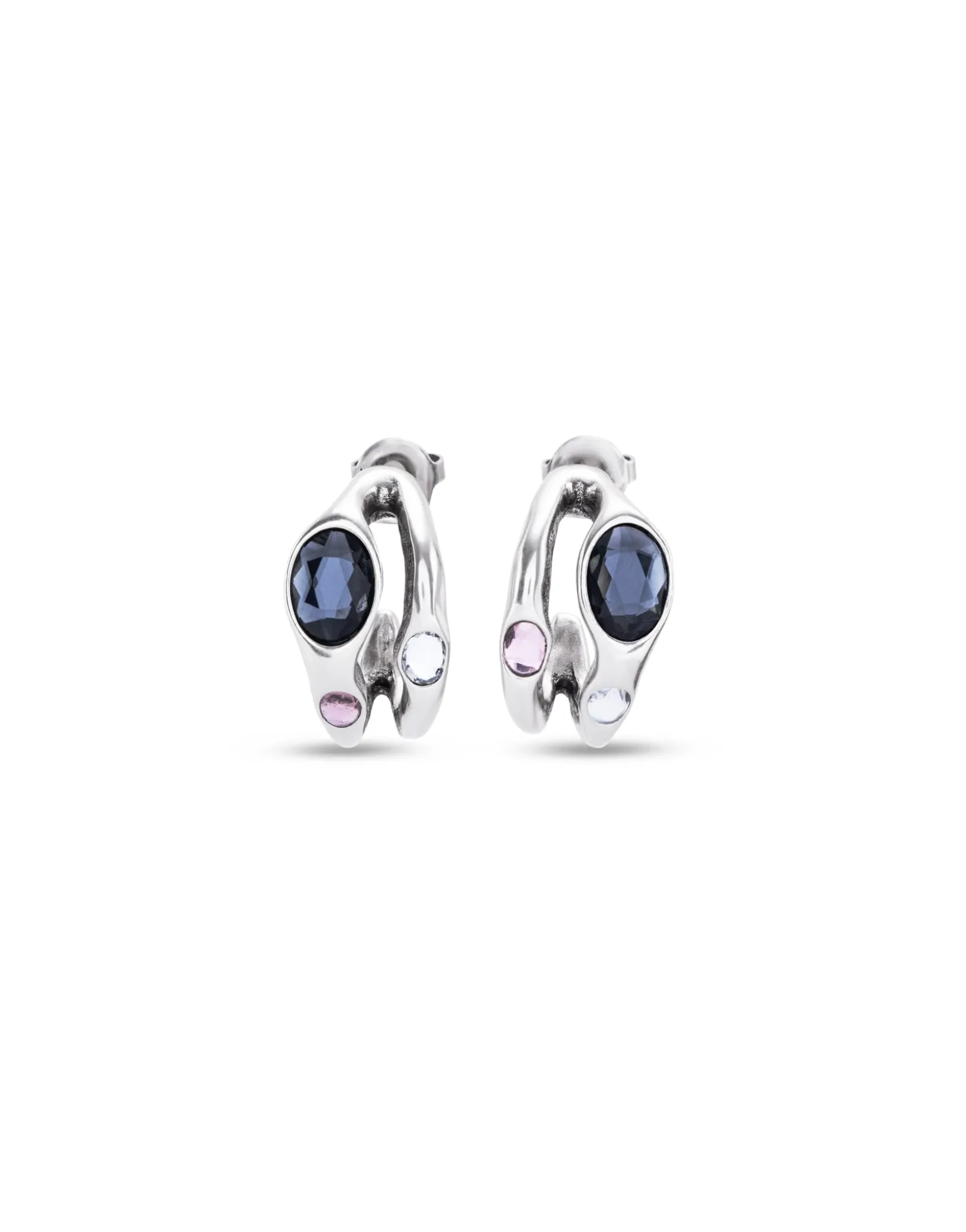 Pendientes bañados en plata de ley con cristal multicolor