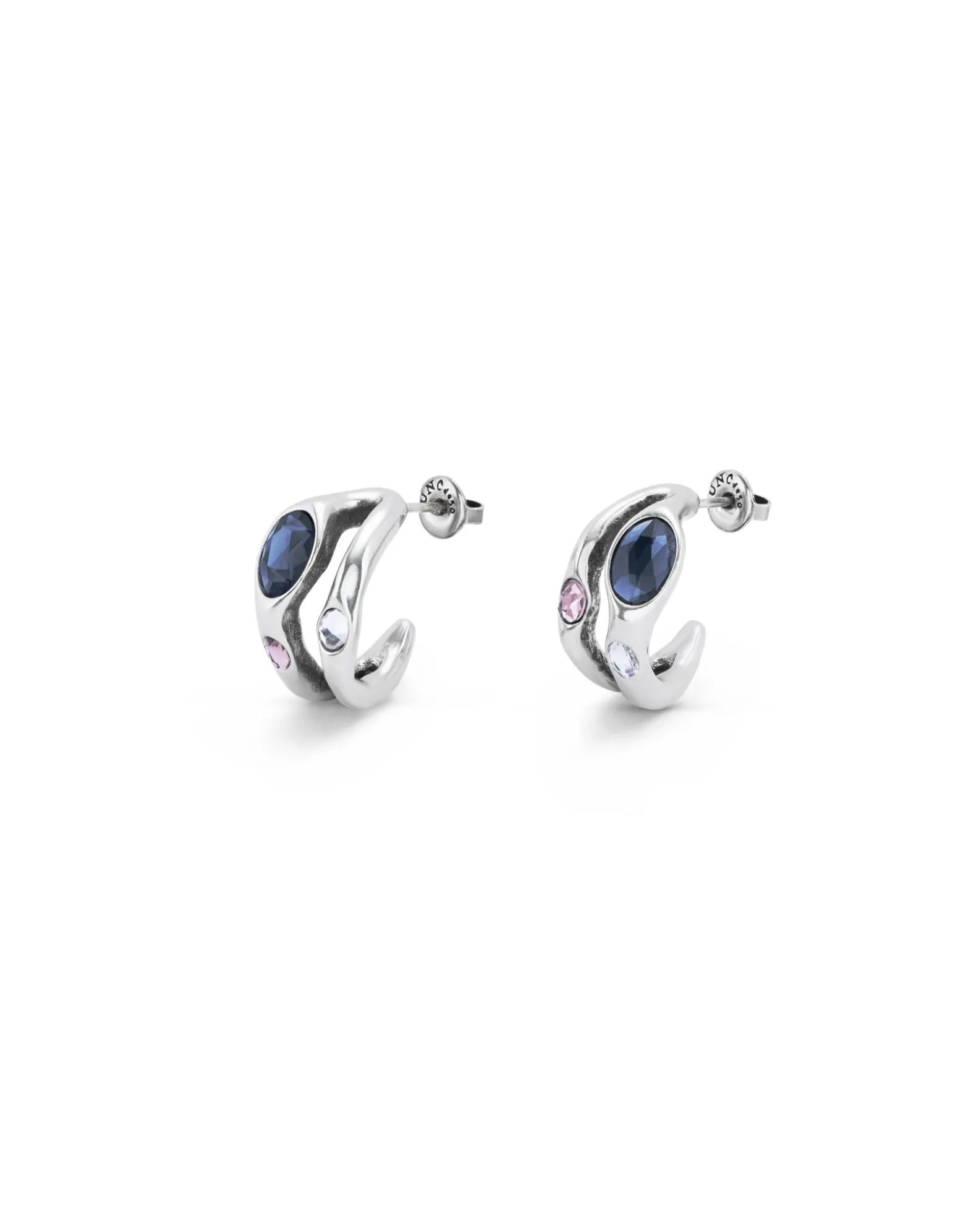 Pendientes bañados en plata de ley con cristal multicolor