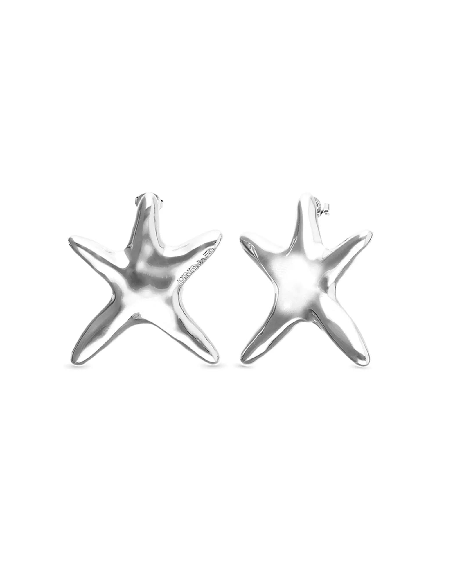 Pendientes grandes bañados en plata estrella de mar