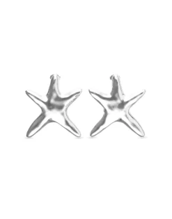 Pendientes grandes bañados en plata estrella de mar
