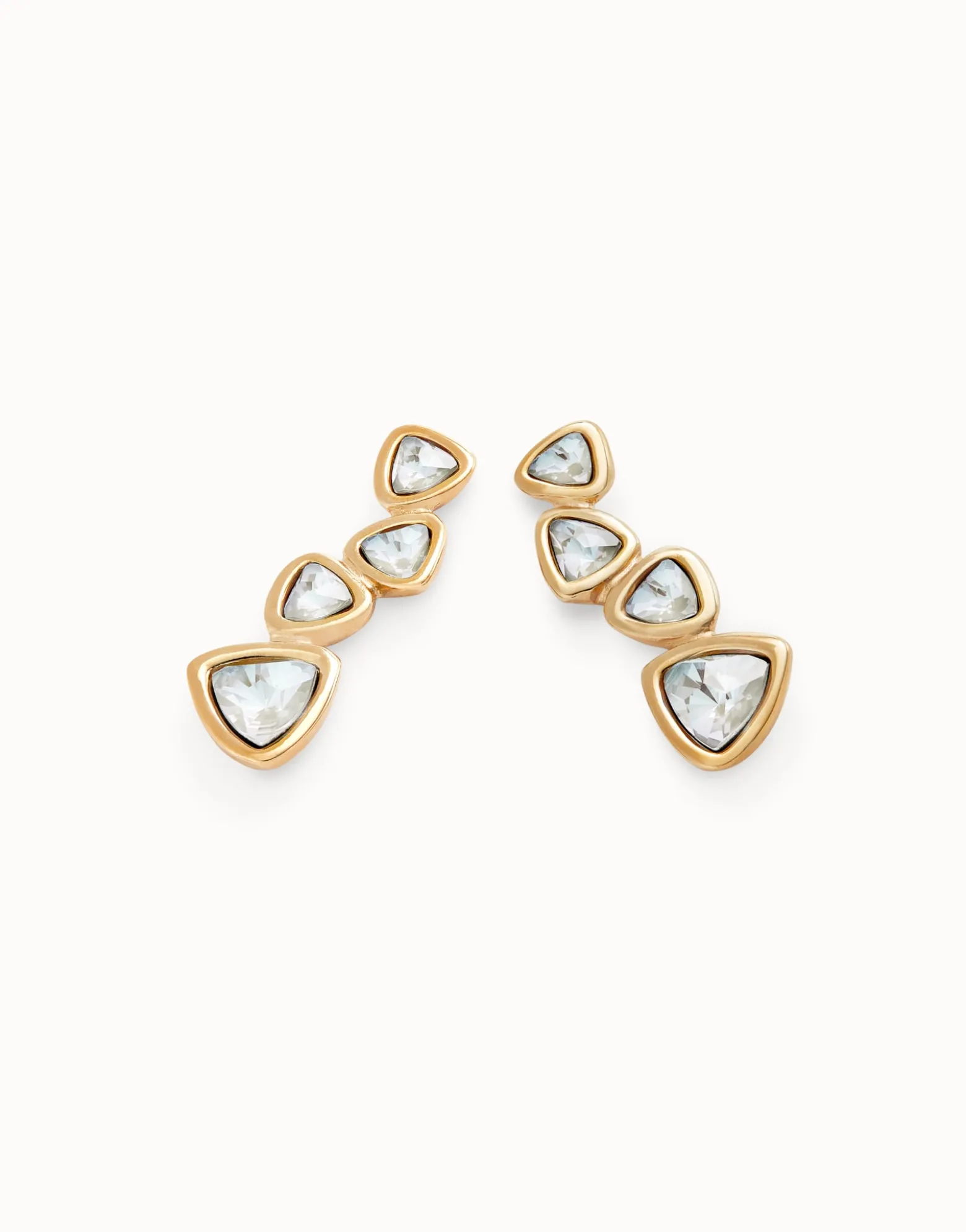 Pendientes largos bañados en oro 18k y 4 cristales multicolor