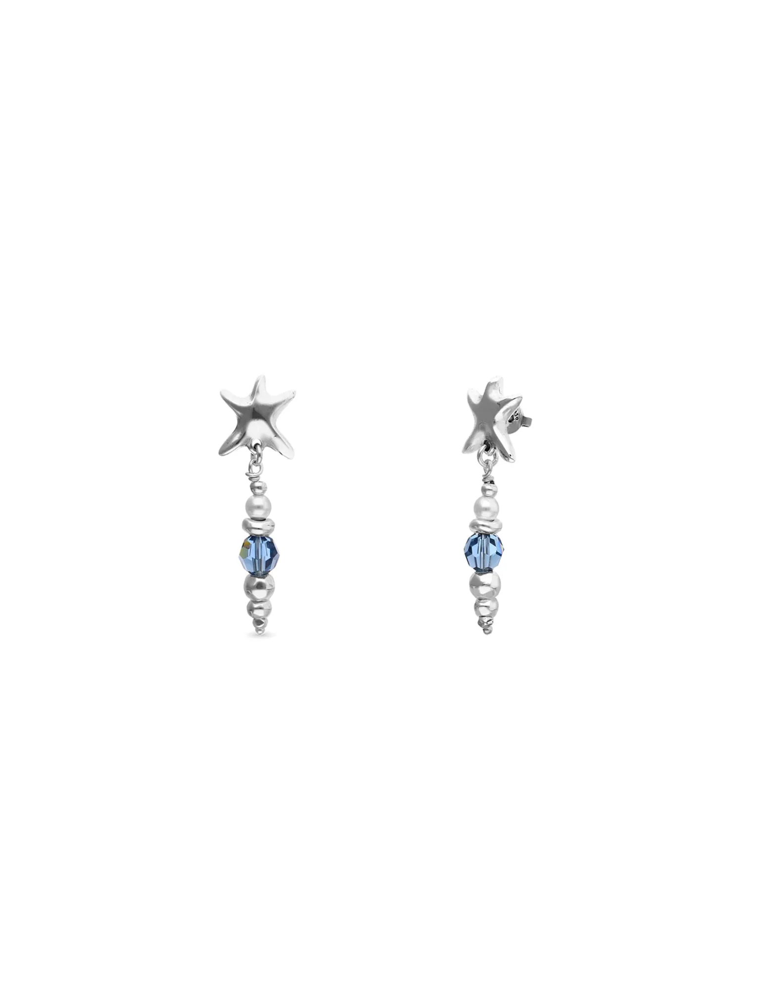 Pendientes largos con cristales y estrella de mar