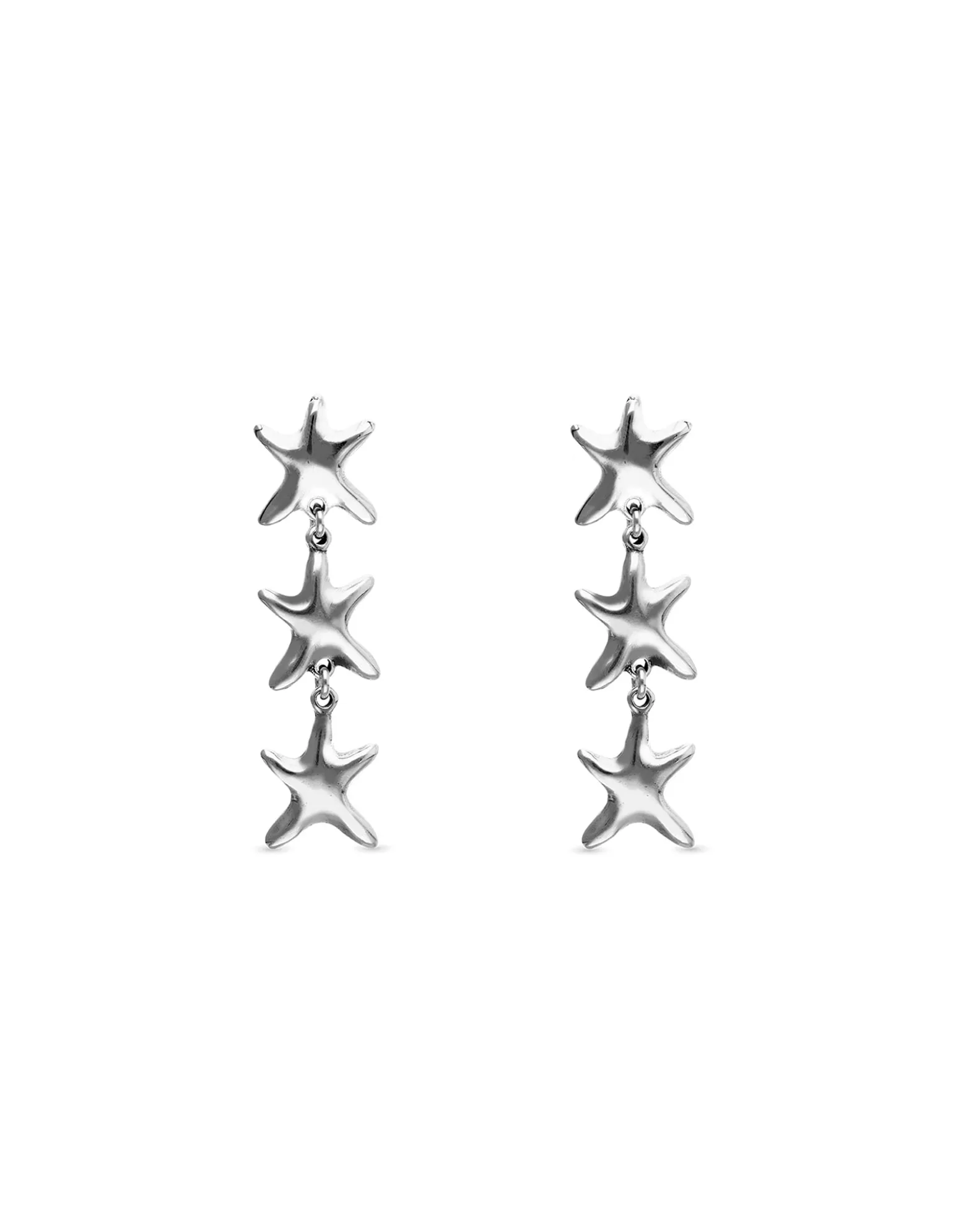 Pendientes largos con tres estrellas de mar