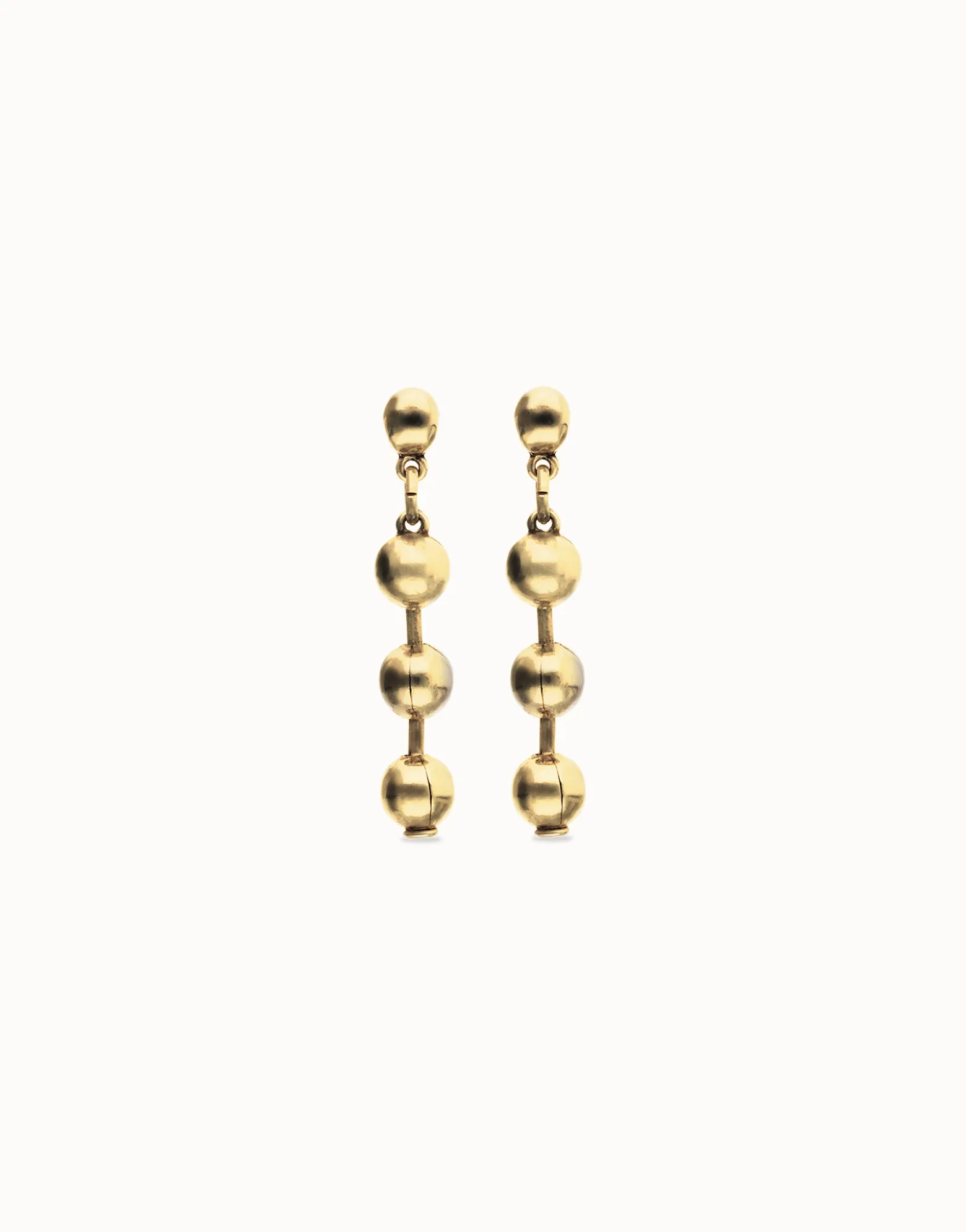 Pendientes largos de bolas bañados en oro 18k