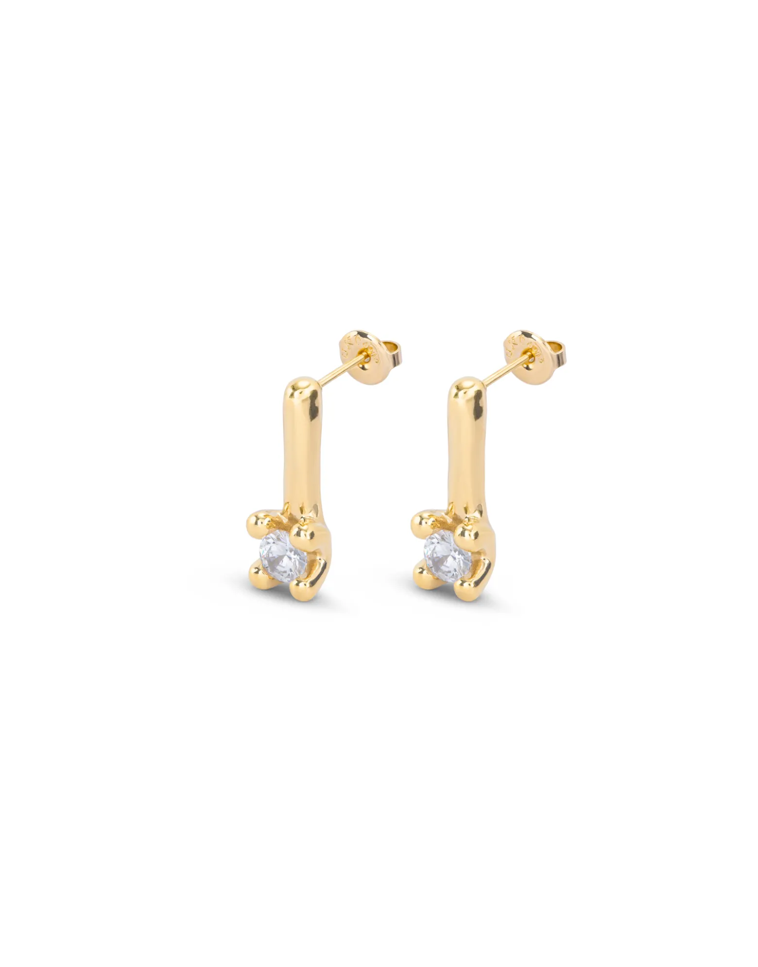 Pendientes medianos bañados en oro de 18K con circonita azul