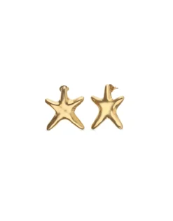 Pendientes medianos bañados en oro estrella de mar