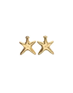 Pendientes medianos bañados en oro estrella de mar