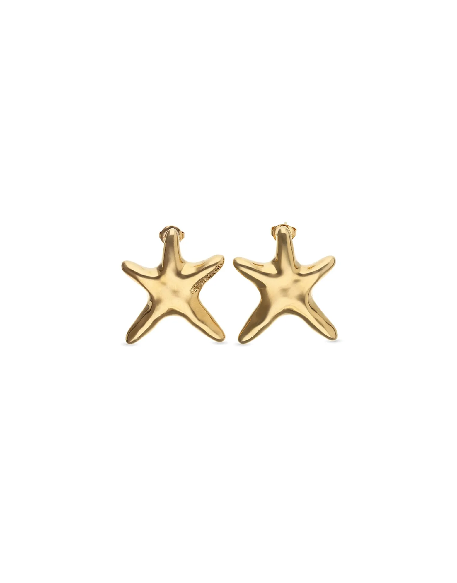 Pendientes medianos bañados en oro estrella de mar