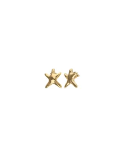 Pendientes pequeños bañado en oro estrellas de mar