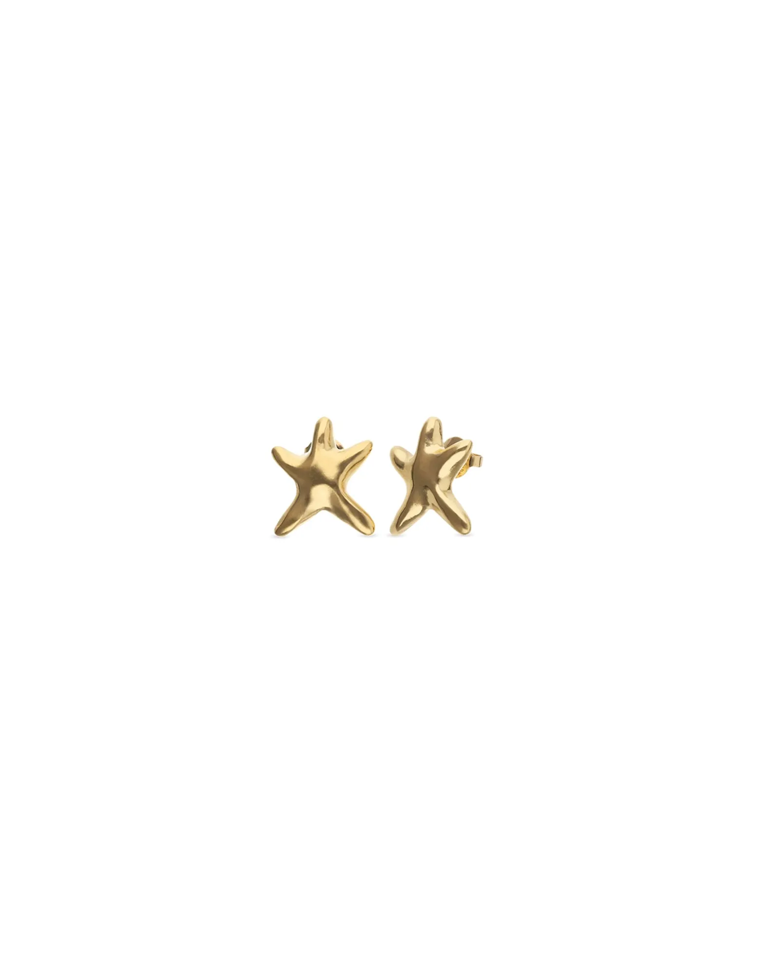 Pendientes pequeños bañado en oro estrellas de mar