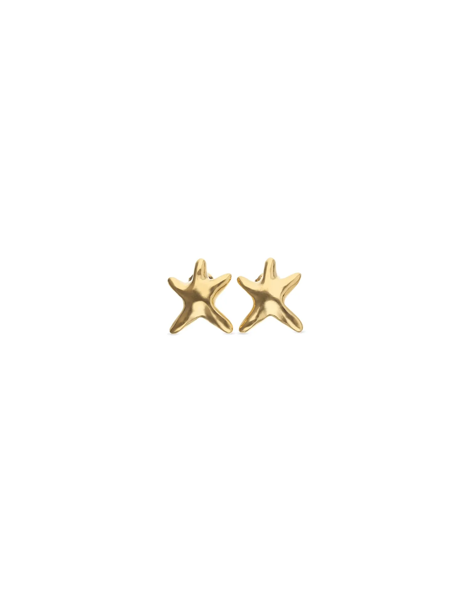 Pendientes pequeños bañado en oro estrellas de mar