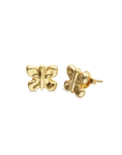 Pendientes pequeños con forma de mariposa bañados en oro 18k
