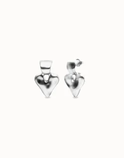 Pendientes pequeños de corazón bañado en plata de ley