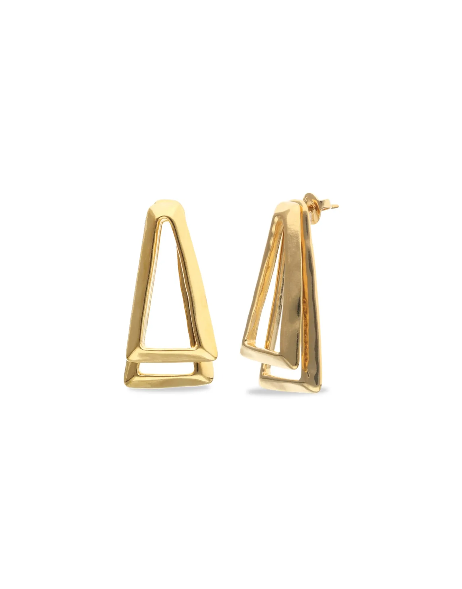 Pendientes triangulares dobles bañados en oro 18k