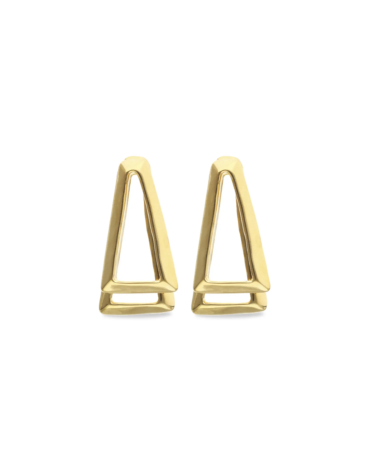 Pendientes triangulares dobles bañados en oro 18k