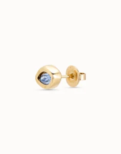 Piercing bañado en oro de 18k y un cristal azul