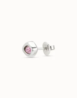 Piercing bañado en plata de ley con cristal rosa mujer