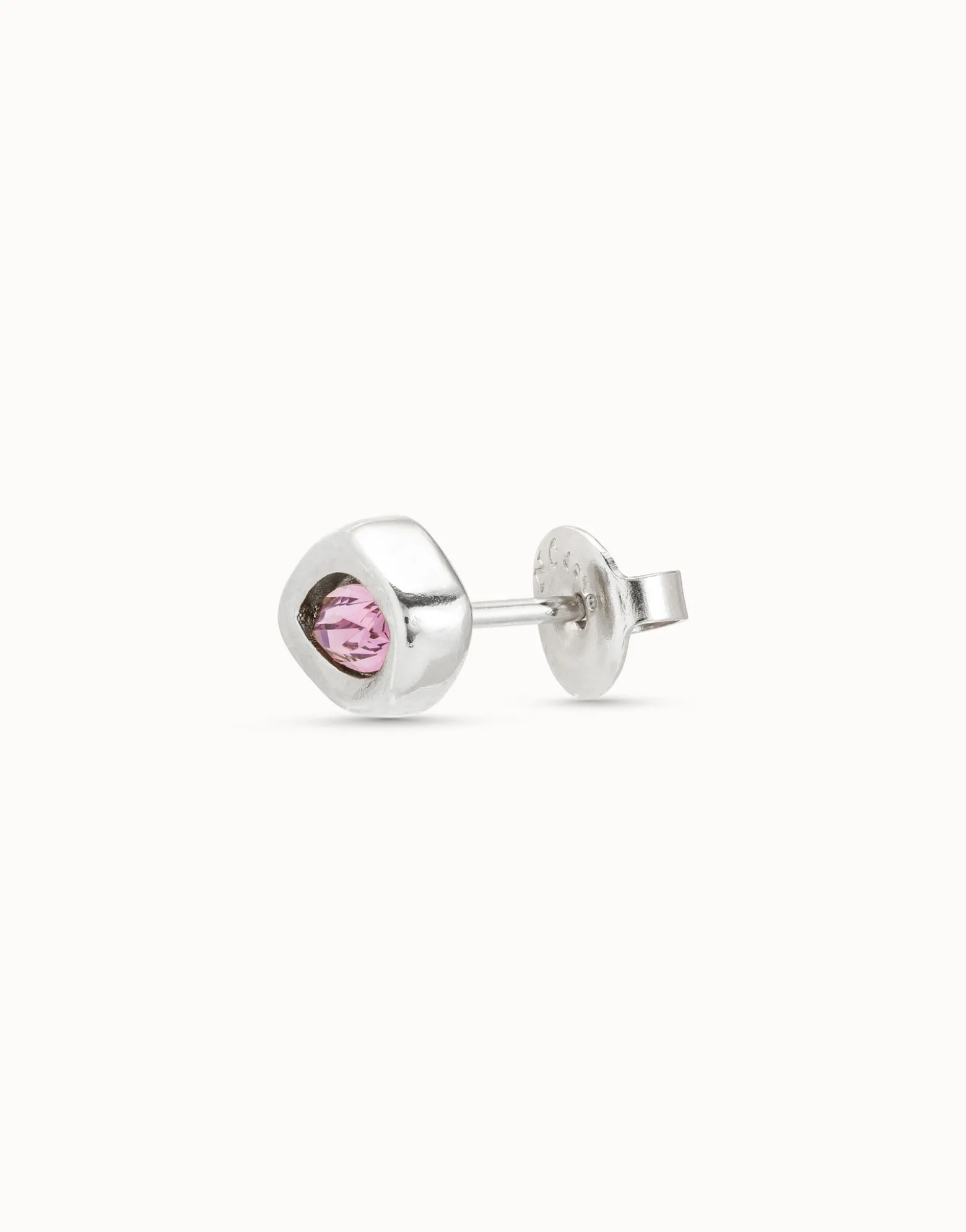 Piercing bañado en plata de ley con cristal rosa mujer
