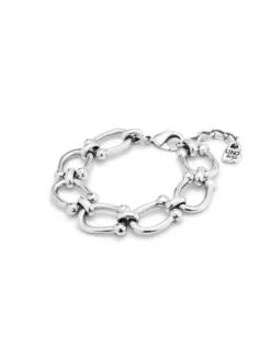 Pulsera bañada en plata con eslabones ovalados medianos
