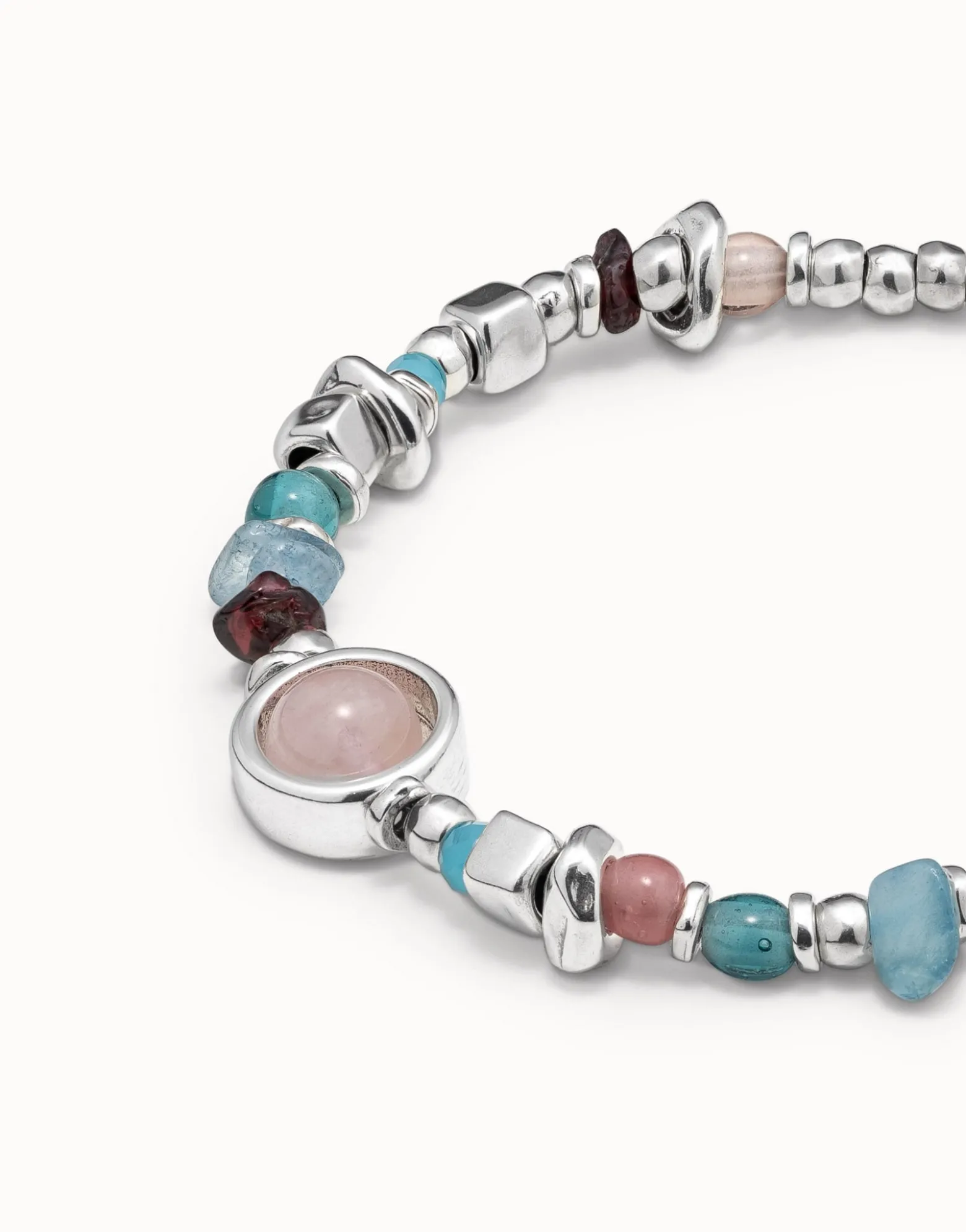Pulsera bañada en plata de ley con piedras y cristales