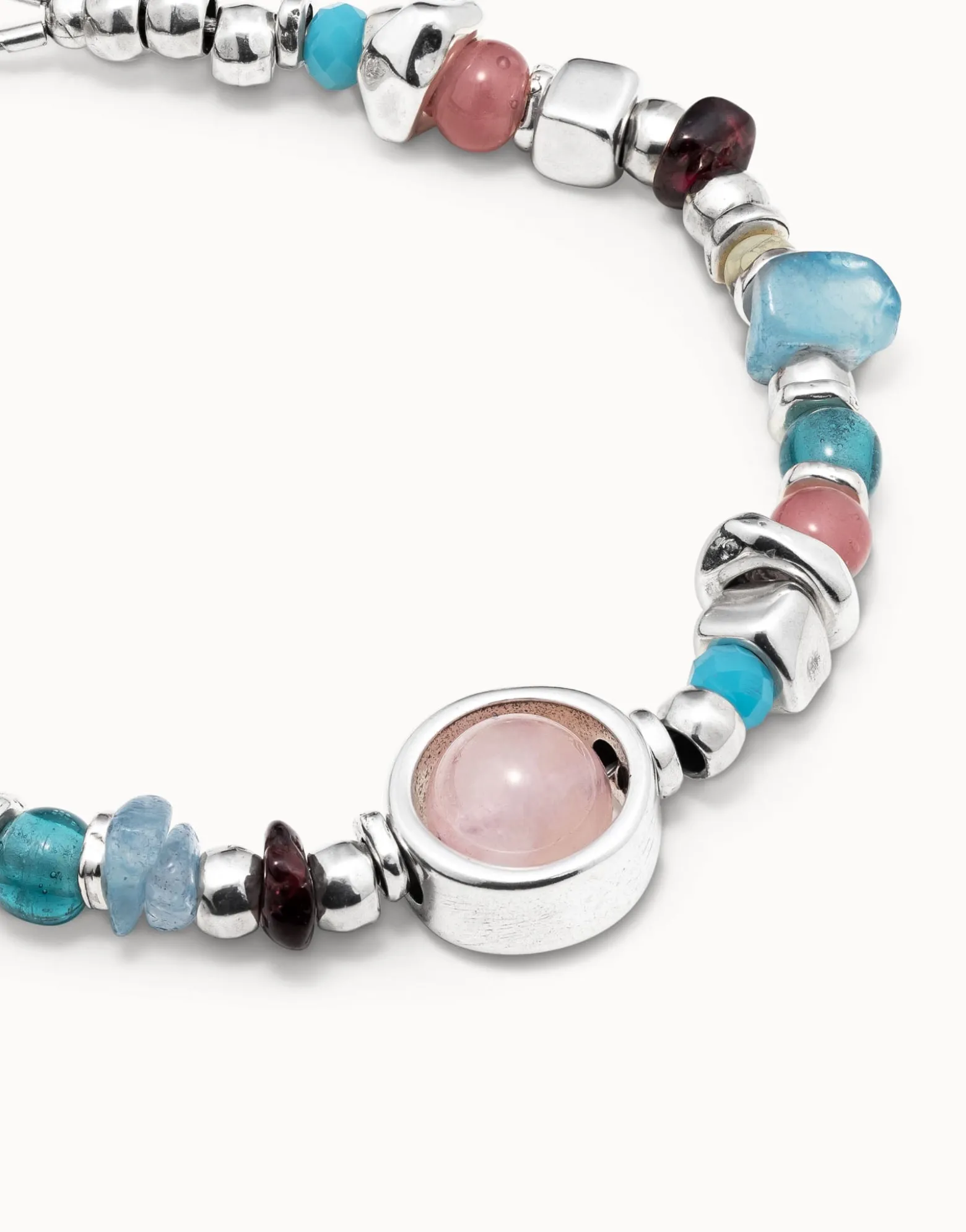 Pulsera bañada en plata de ley con piedras y cristales