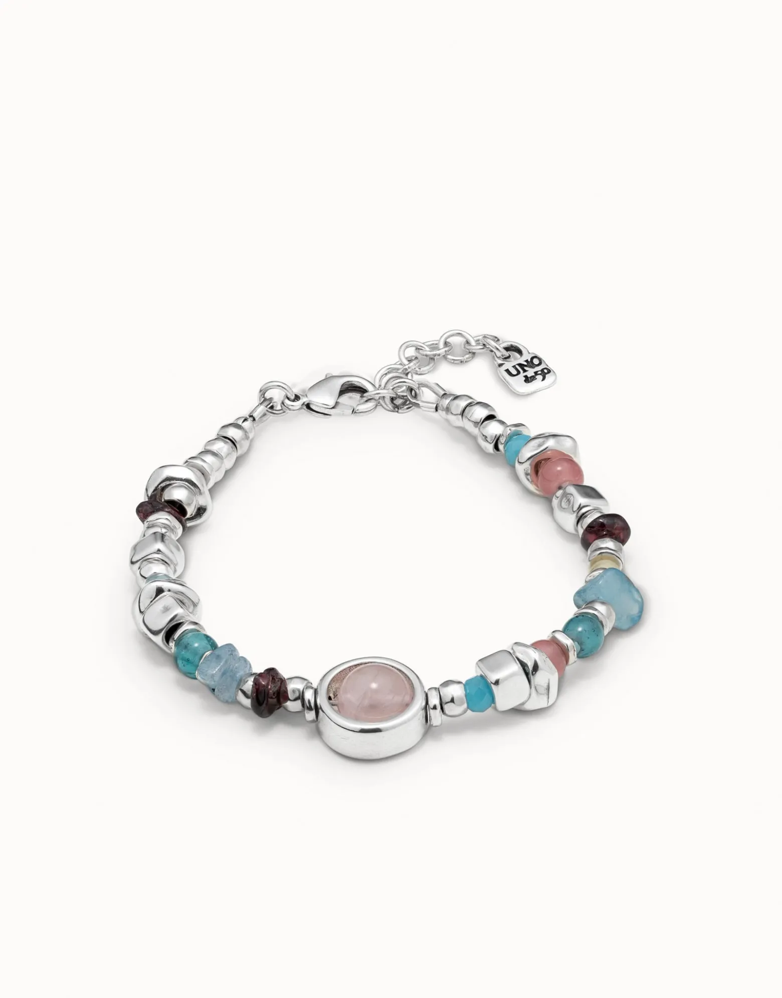 Pulsera bañada en plata de ley con piedras y cristales