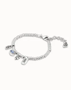 Pulsera bañada en plata de ley y cristal .