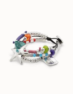 Pulsera bañada en plata y piedras de resina