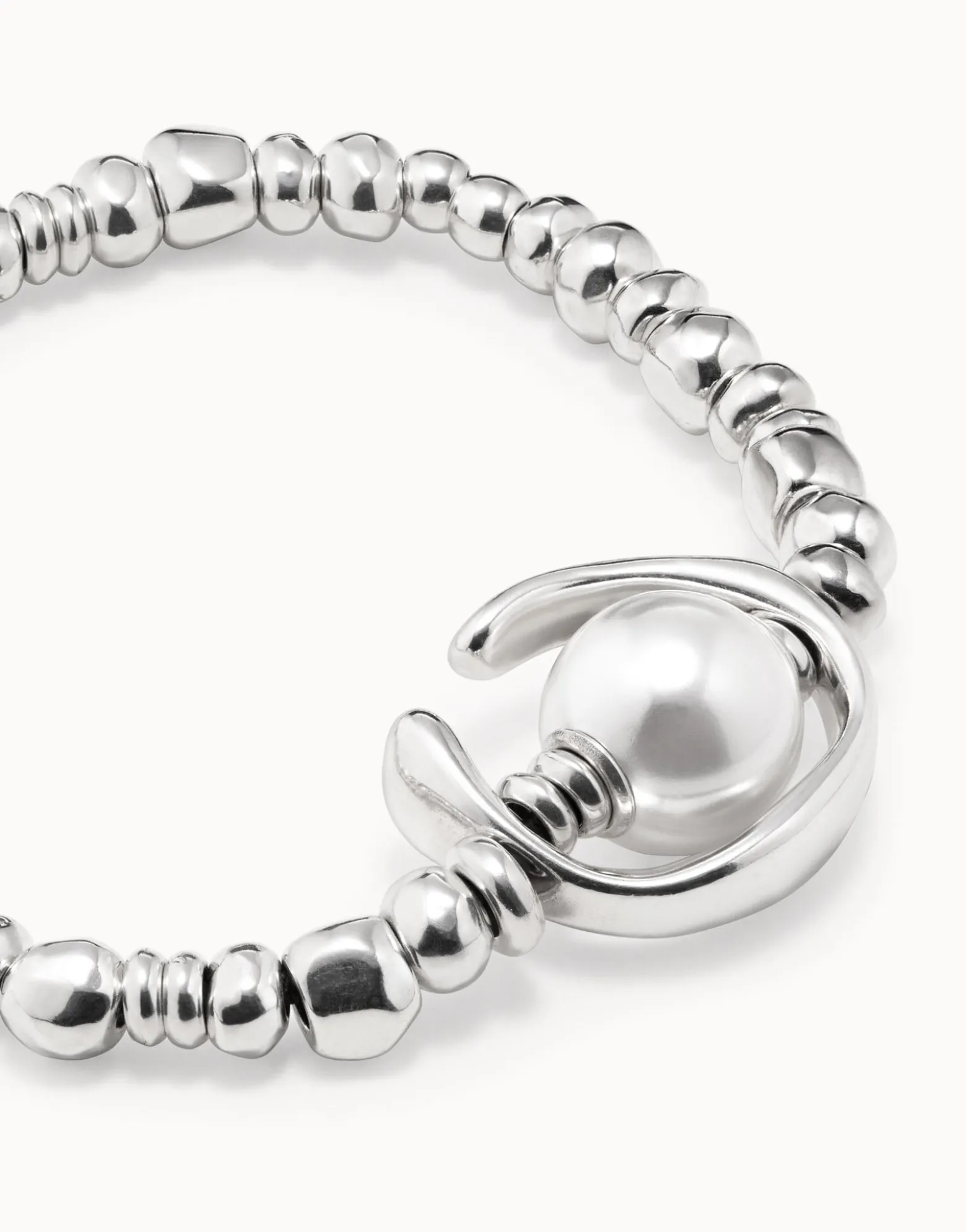 Pulsera bañado en plata de ley con perla blanca mujer