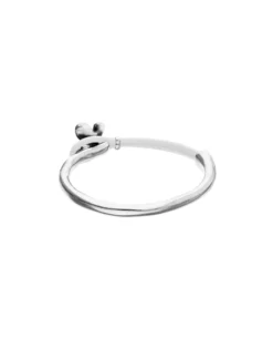Pulsera combinada en cuero blanco y plata de ley con adorno de mariposa