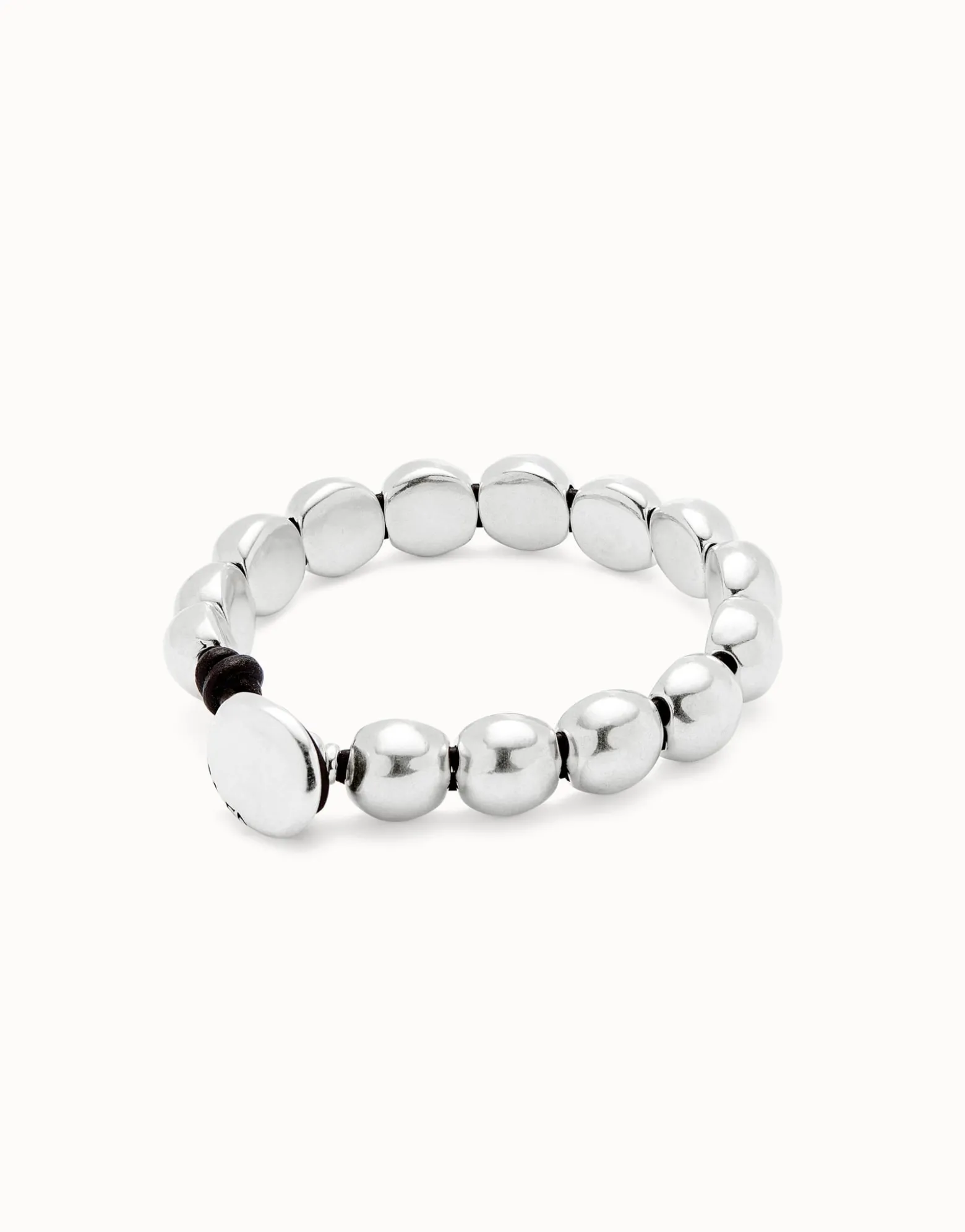 Pulsera con cuentas redondas pequeñas bañadas en plata de ley