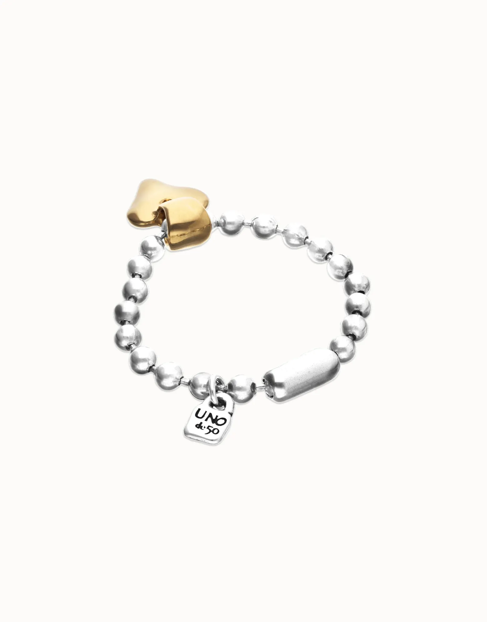 Pulsera de bolas bañada en oro 18k con detalle de corazón