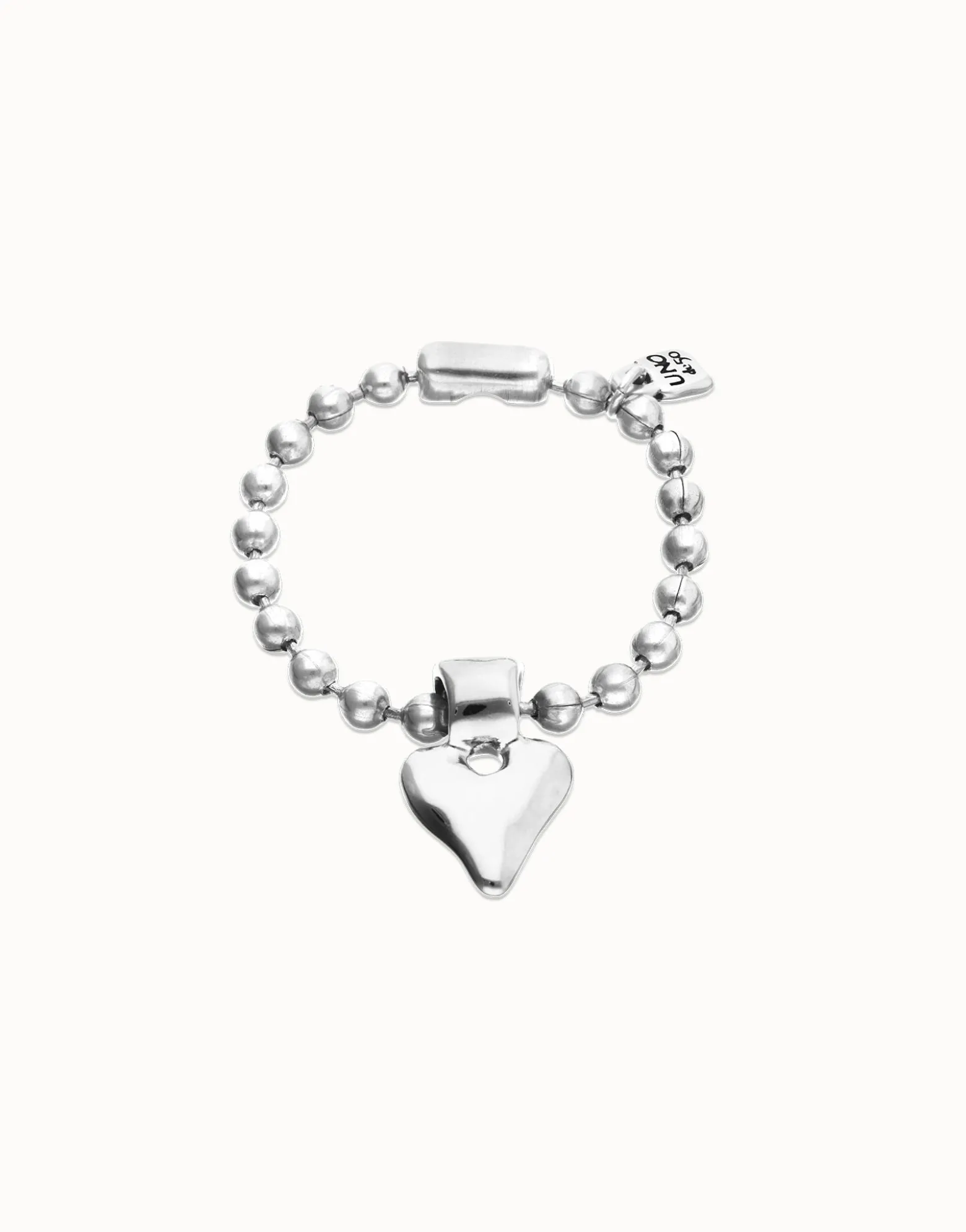 Pulsera de bolas bañada en plata de ley con detalle de corazón