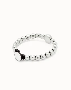 Pulsera de bolas bañadas en plata de ley y bola central de mayor tamaño