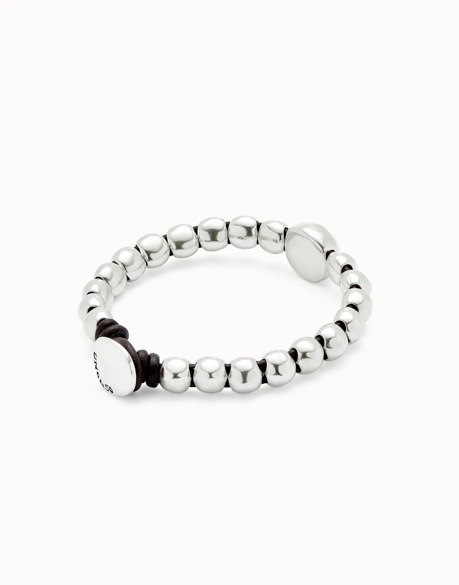 Pulsera de bolas bañadas en plata de ley y bola central de mayor tamaño