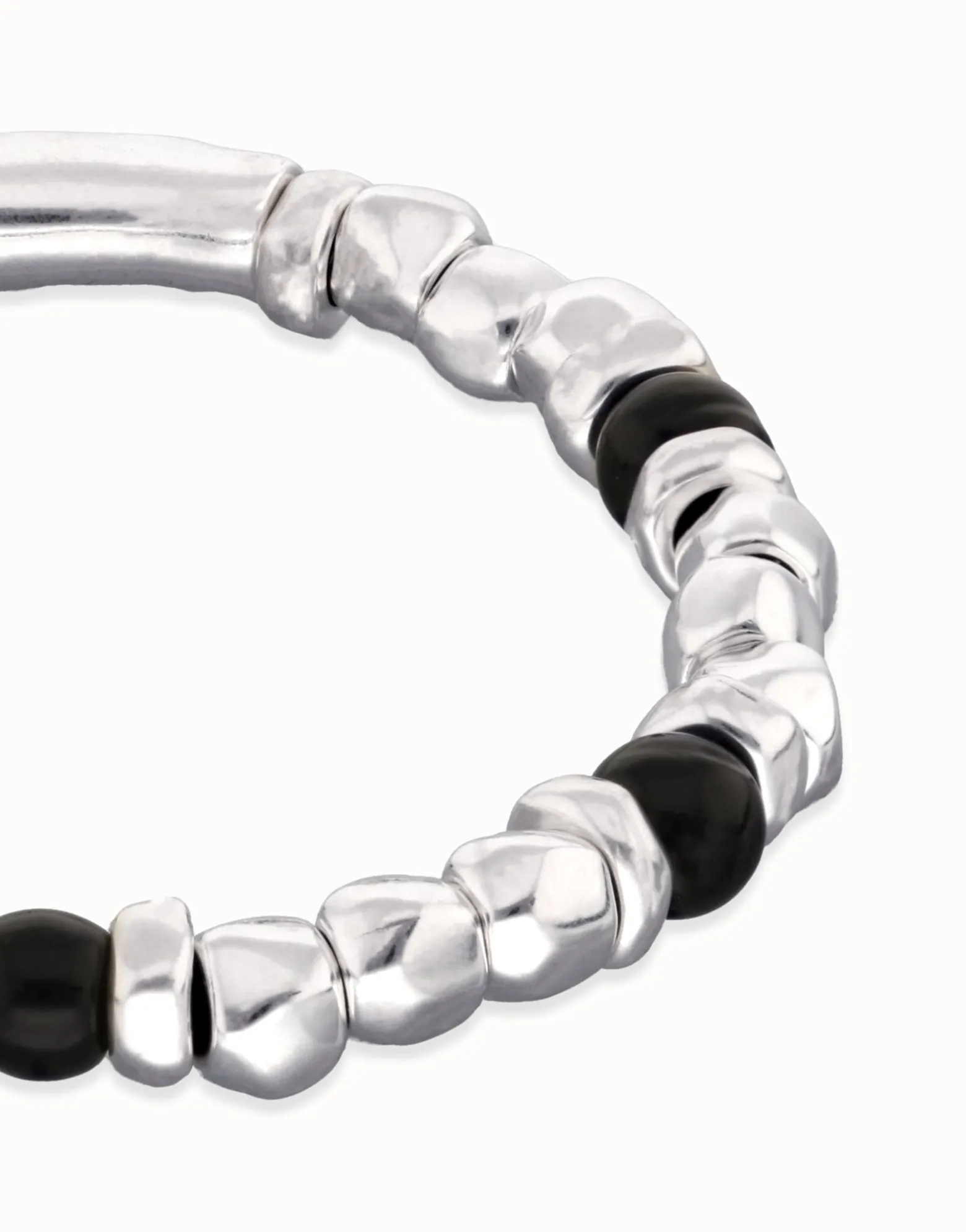 Pulsera de bolas con cuentas en plata y cristal de murano negro