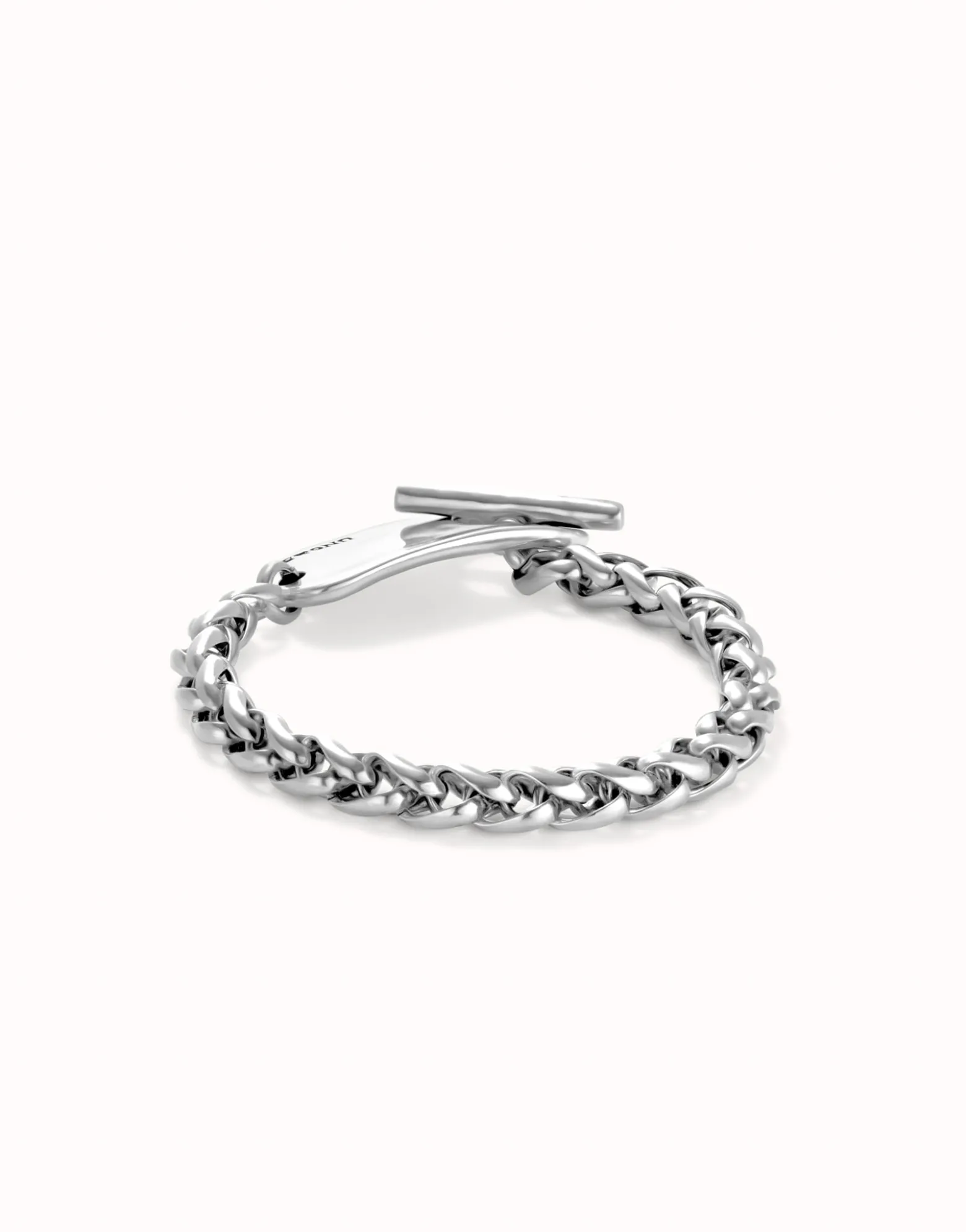Pulsera de cadena bañada en plata de ley con pieza ajustable central