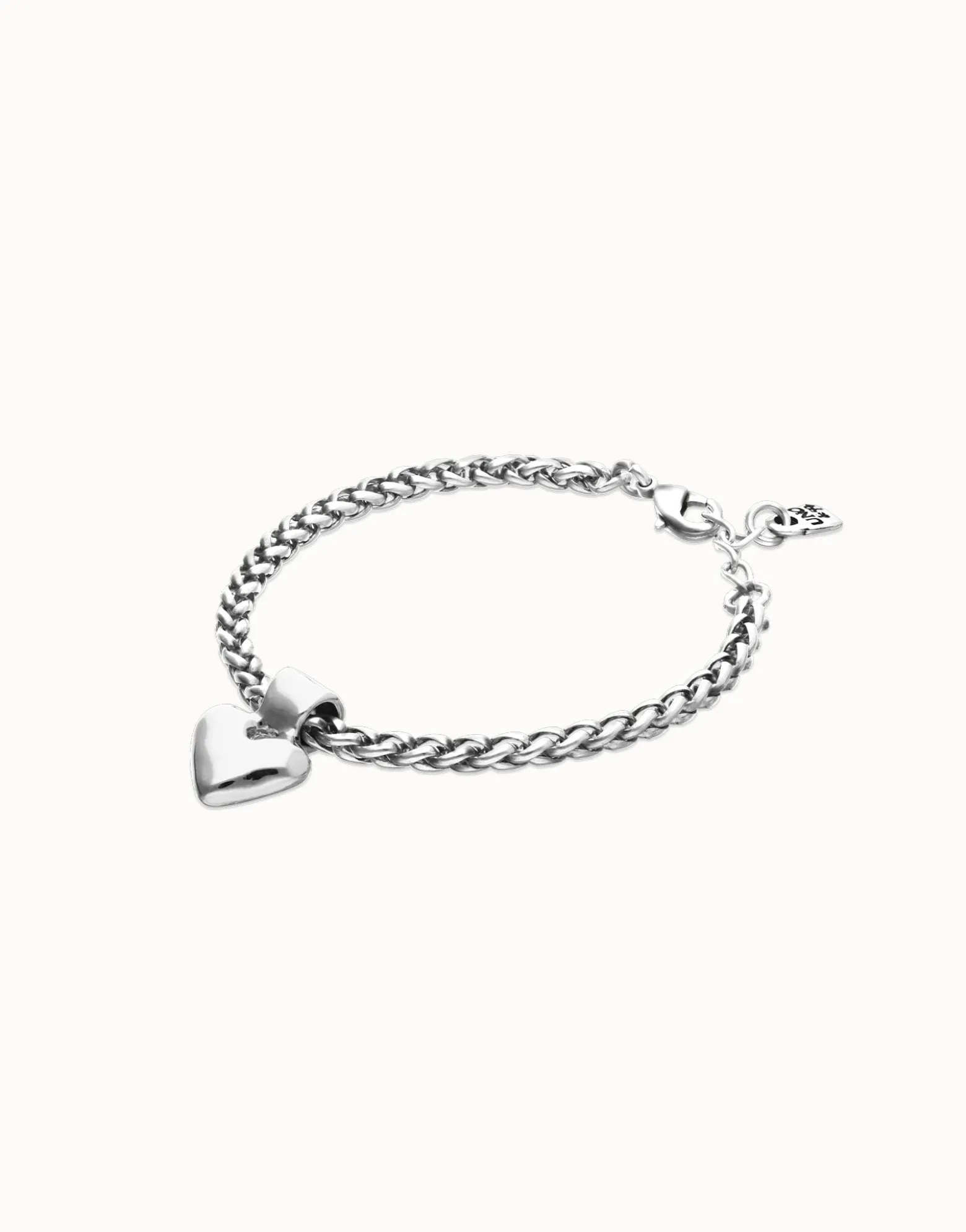 Pulsera de cadena con detalle de corazón pequeño bañado en plata de ley