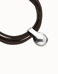 Pulsera de cuero con esfera bañada en plata de ley