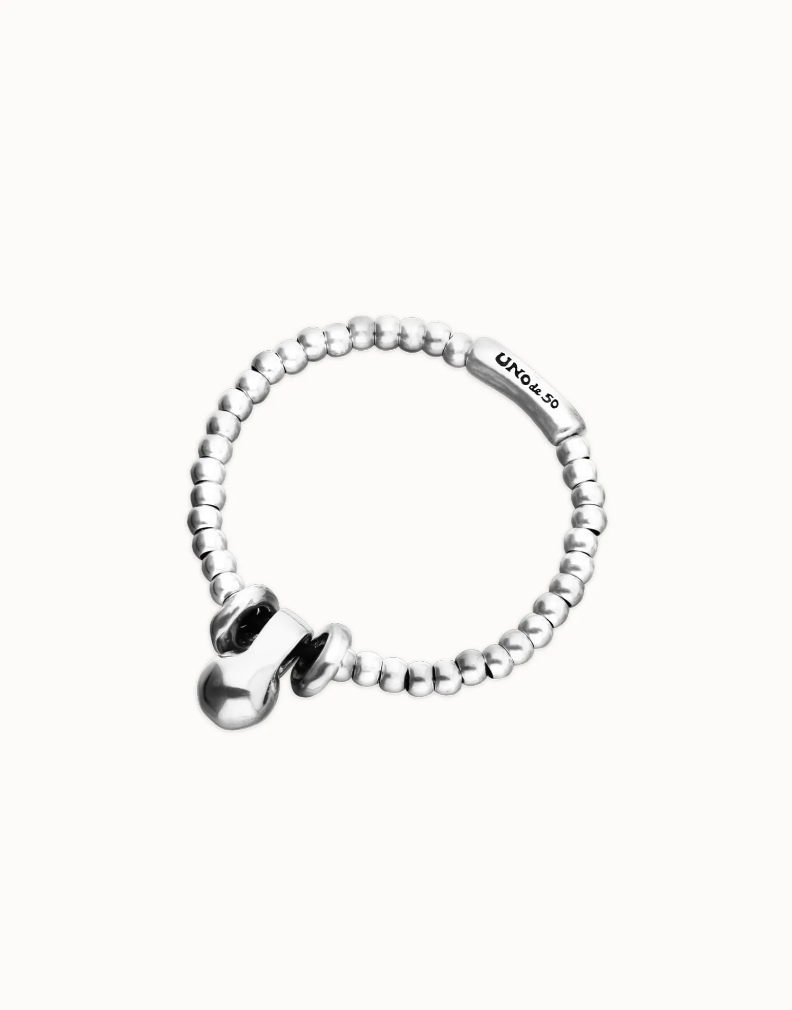 Pulsera de esferas de tamaño pequeño y grande bañada en plata de ley