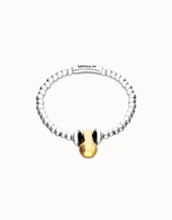 Pulsera de esferas en combinación de baño oro y plata