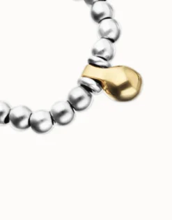 Pulsera de esferas medianas combinando baño en oro y en plata