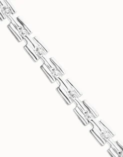 Pulsera de eslabones bañada en plata de ley con piezas cilíndricas