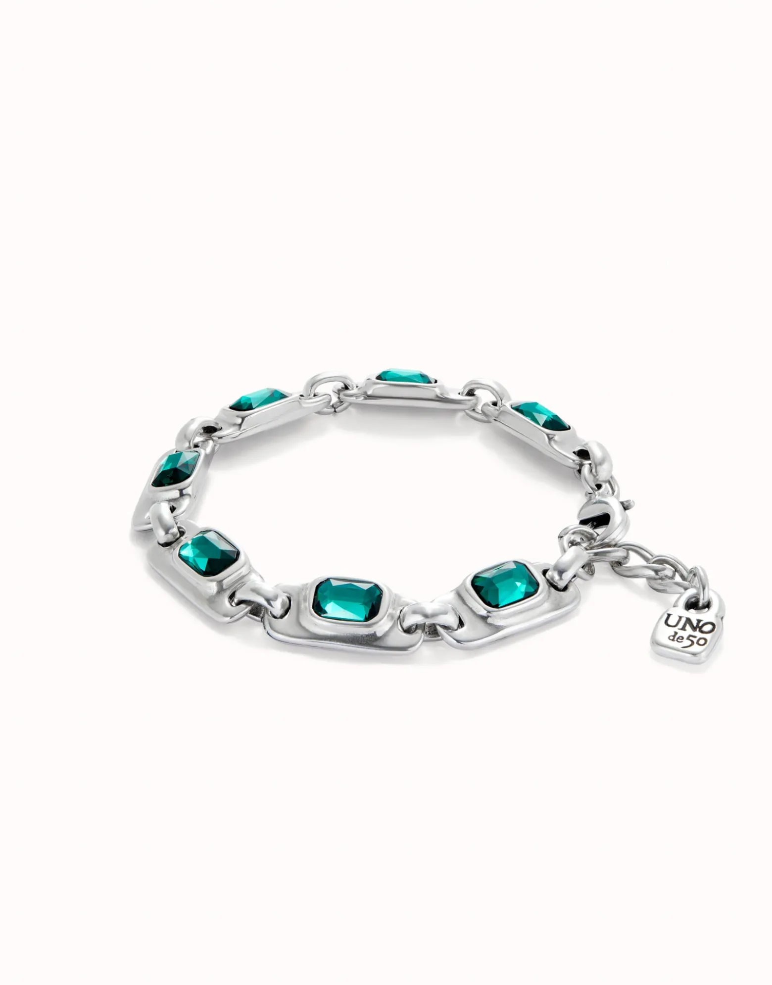 Pulsera de plata de ley con cristales verdes
