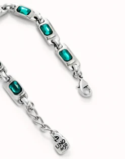 Pulsera de plata de ley con cristales verdes